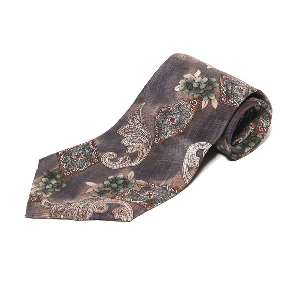 Alexander Lloyd Gray Floral Silk Tie 4 18" x 63" - Picture 1 of 6